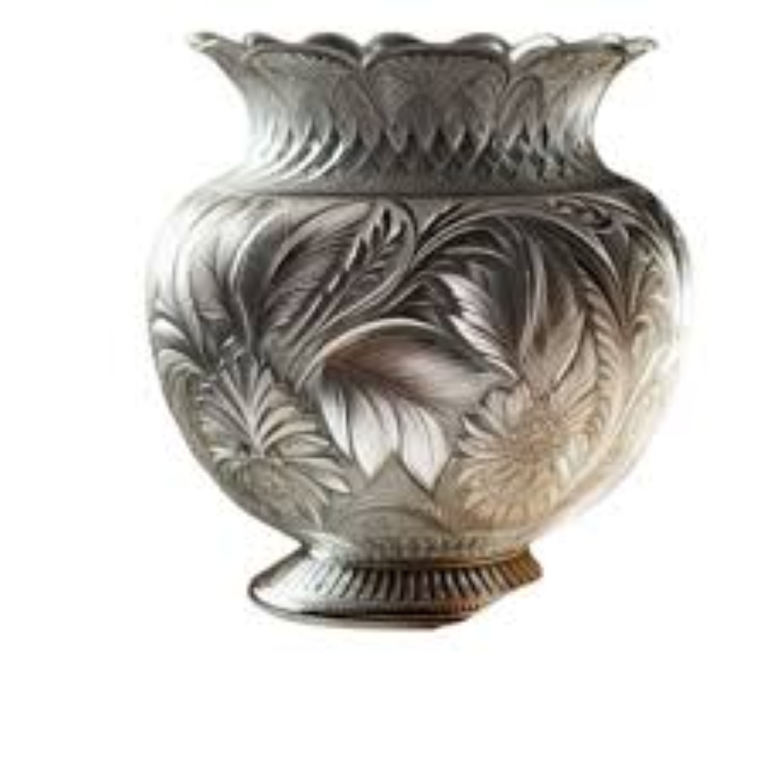 CERAMIC FLOWER VASE SILVER